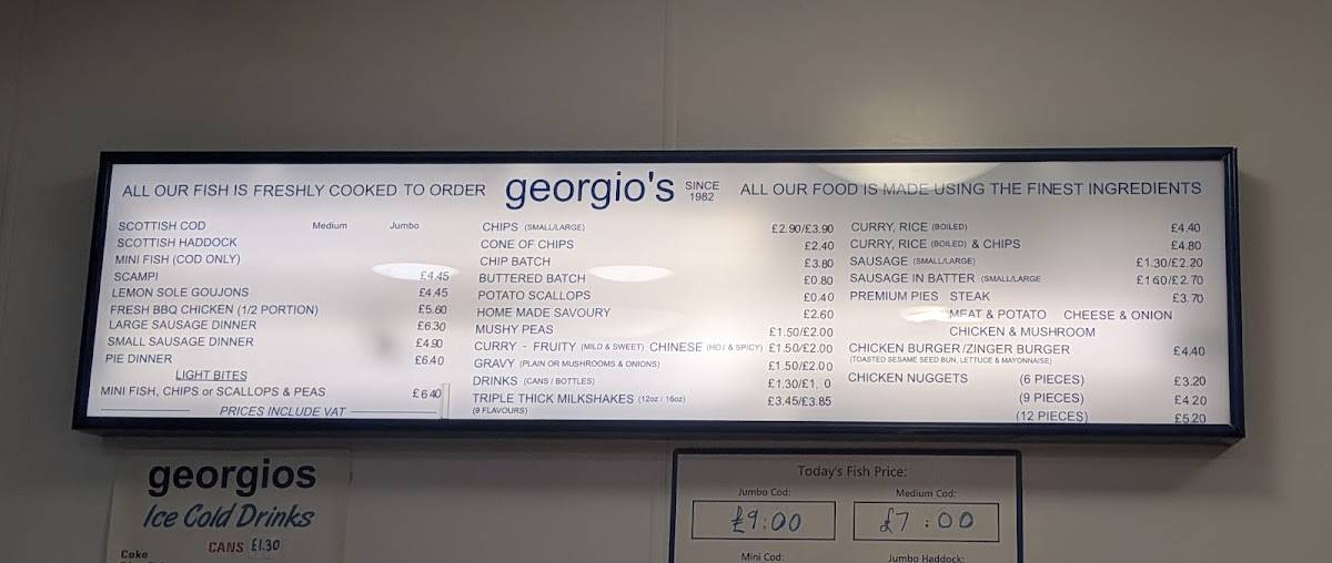 Georgios fish and chips меню