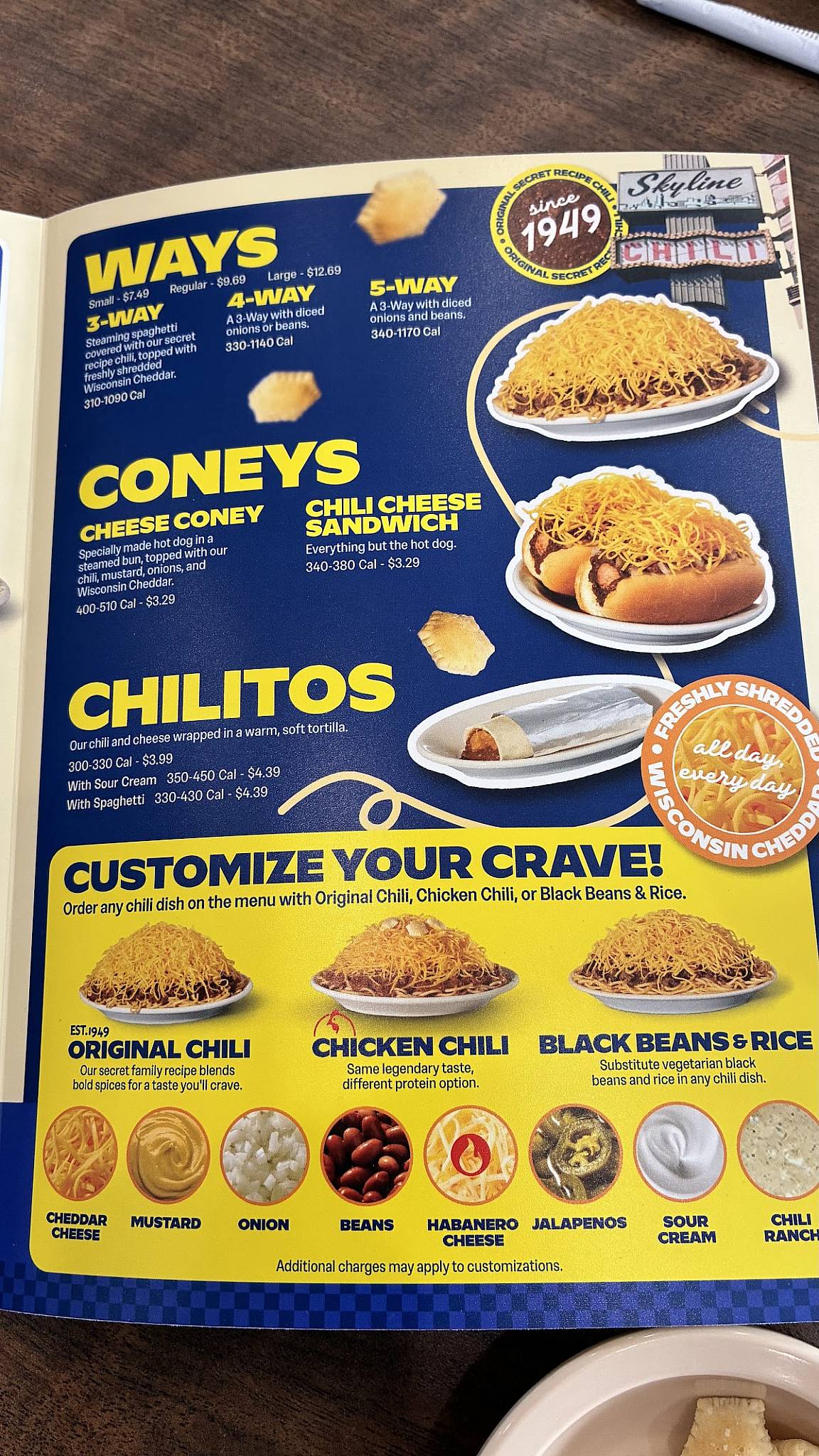 Skyline Chili меню