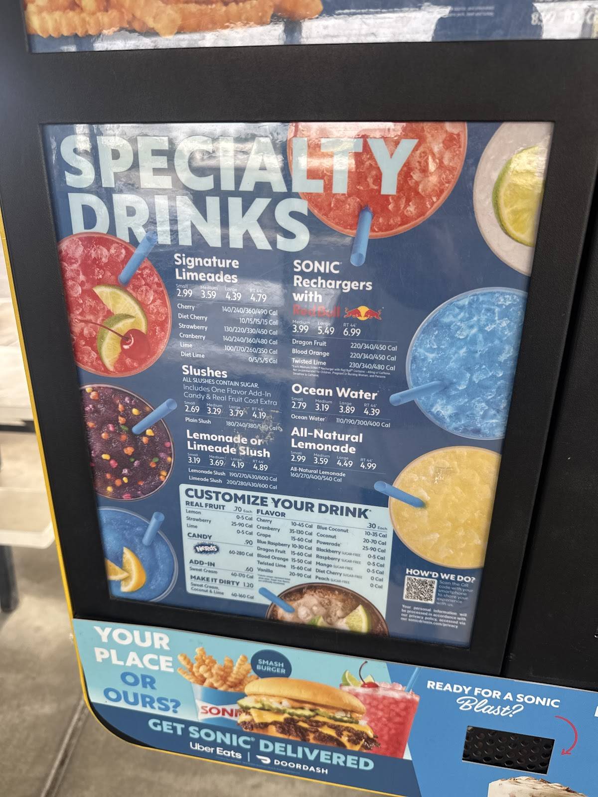Sonic Drive-In меню
