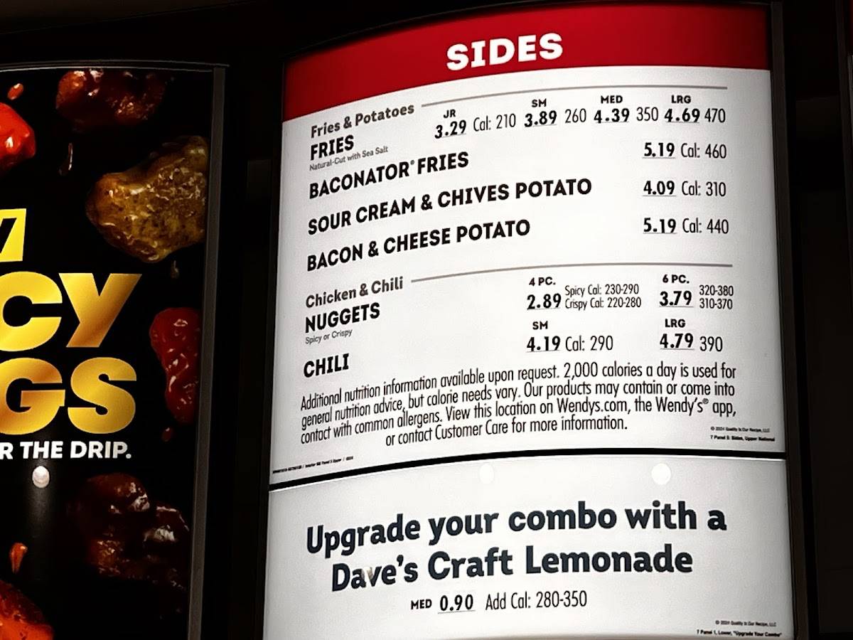 Wendy's меню