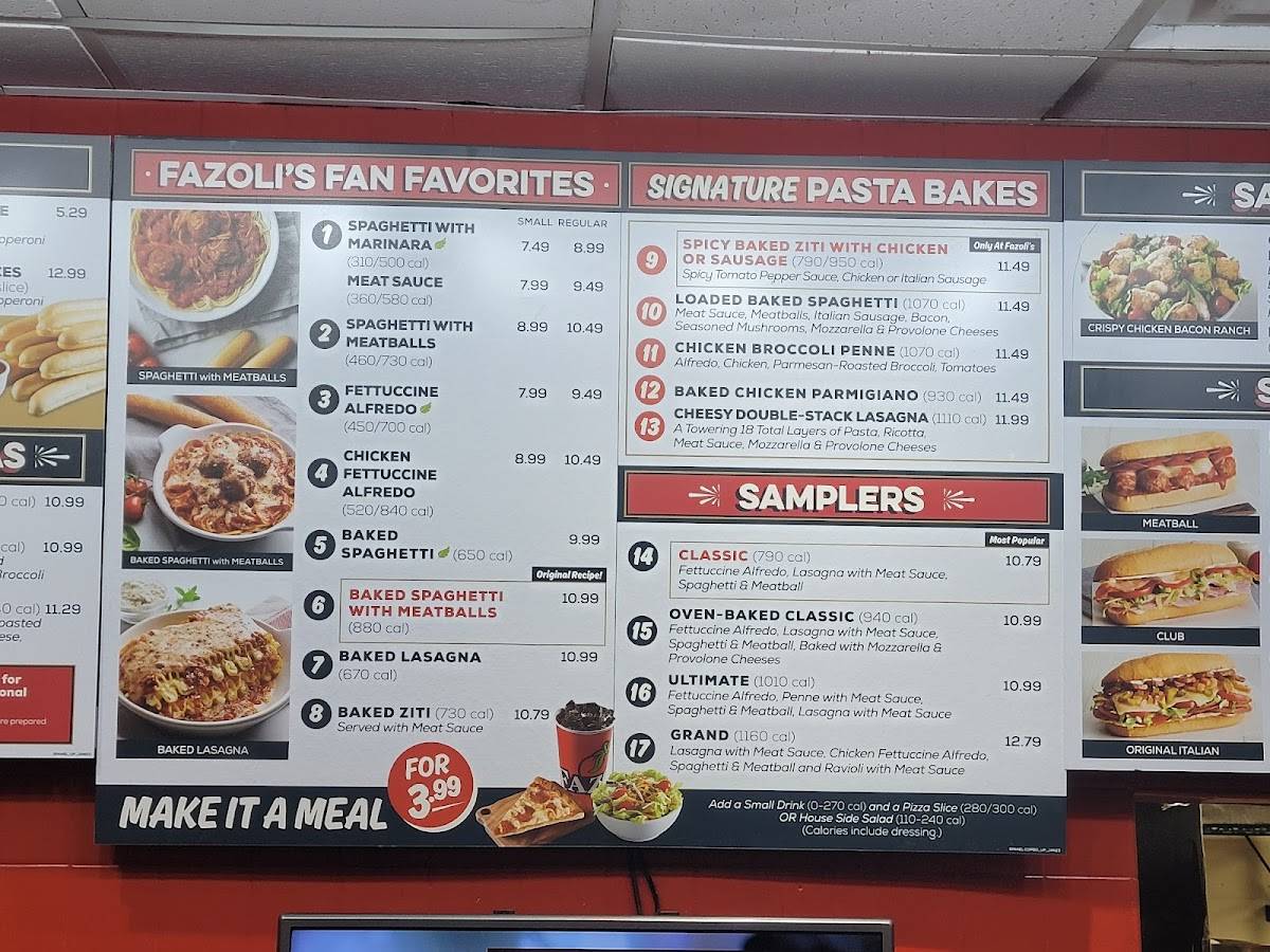 Fazoli's меню