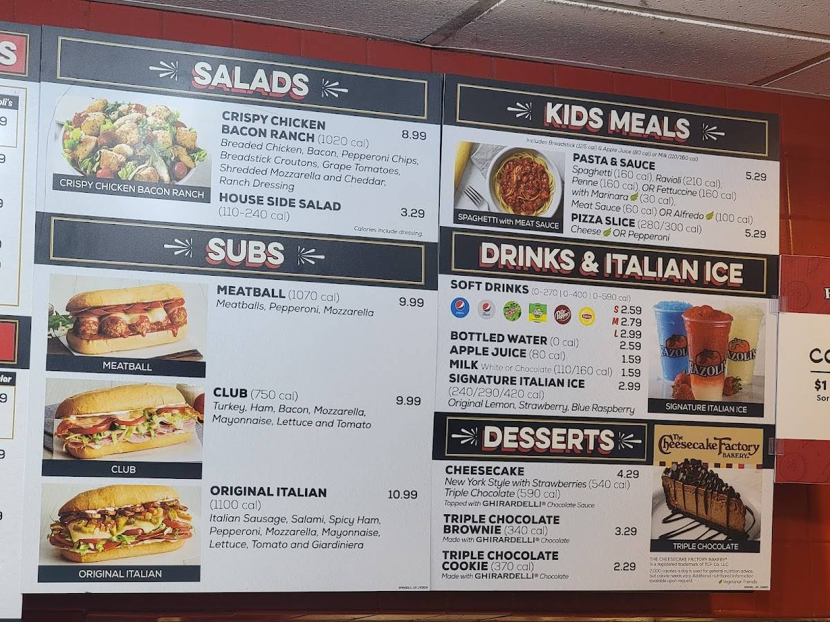 Fazoli's меню
