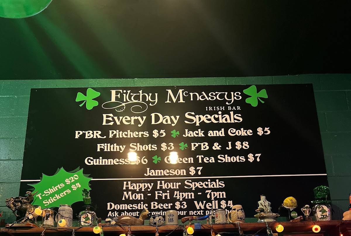 Filthy Mcnasty's Irish Bar меню