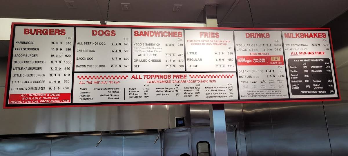 Five Guys меню