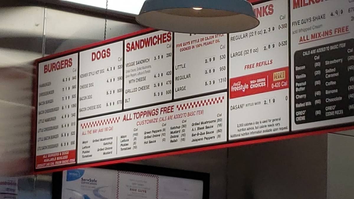 Five Guys меню