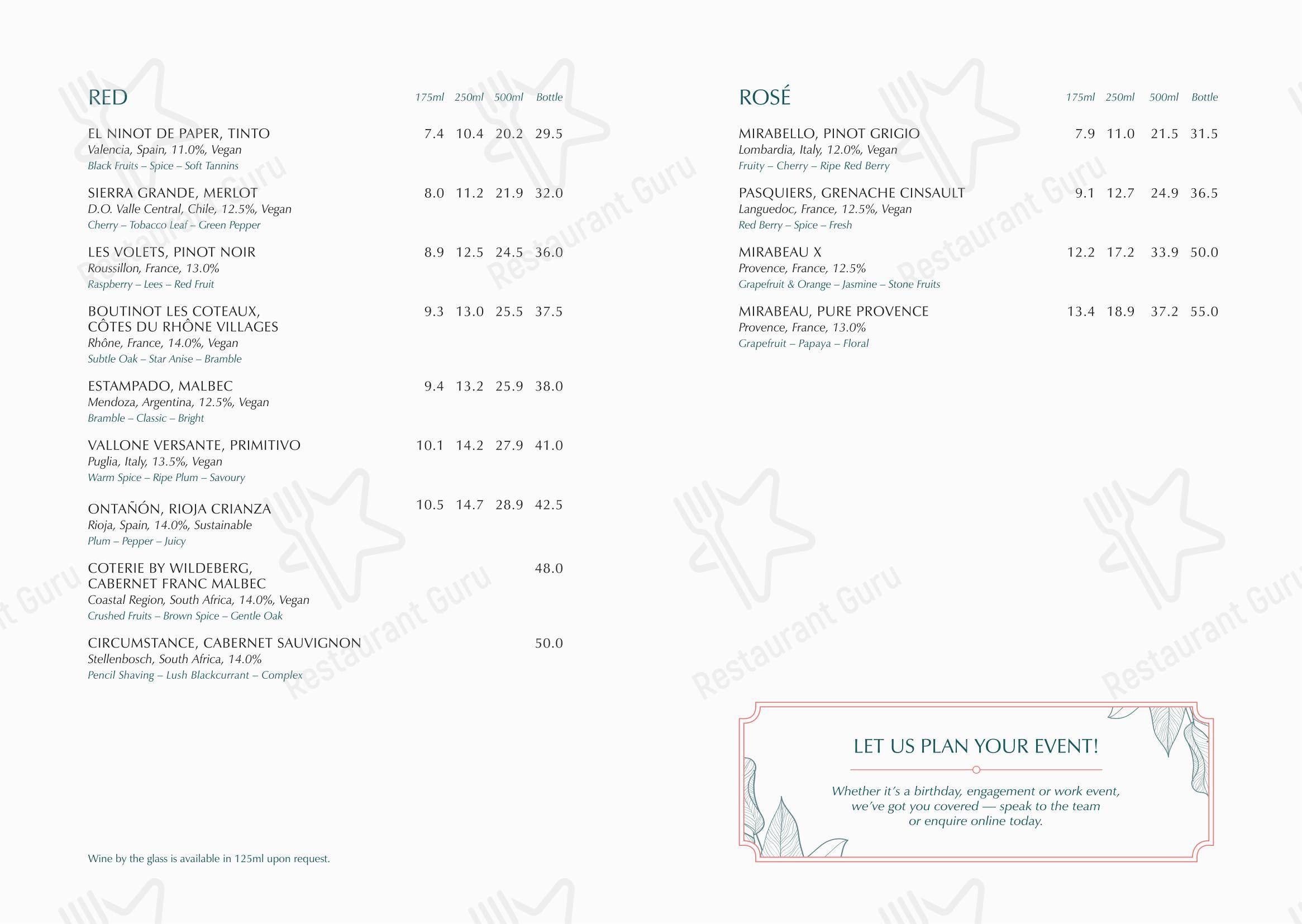 Fleets Bar & Kitchen в Лондоне - Меню