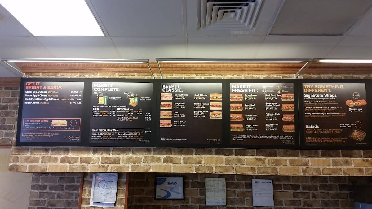 Subway меню