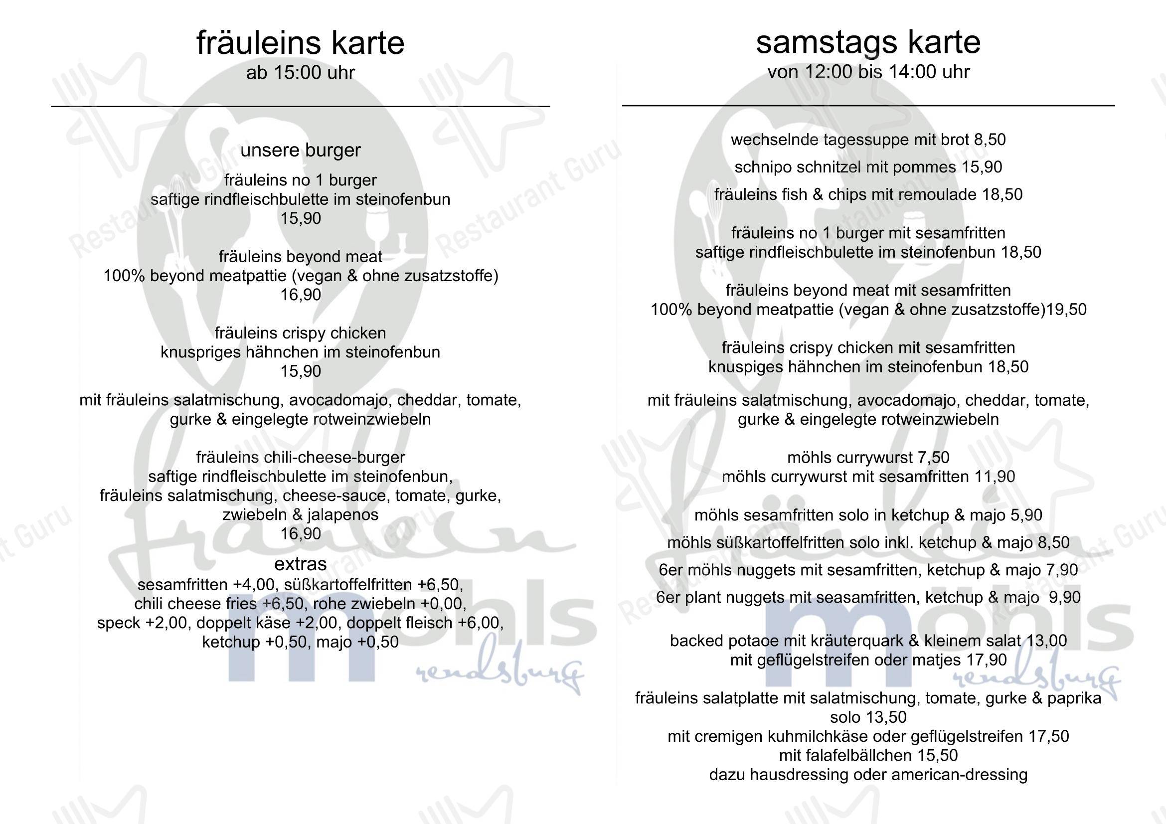 Fräulein Möhls в Рендсбурге - Меню напитков