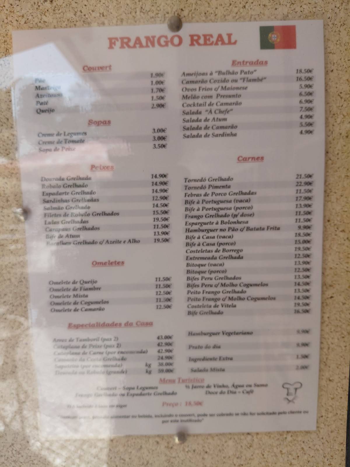 Frango Real Restaurante Take Away меню