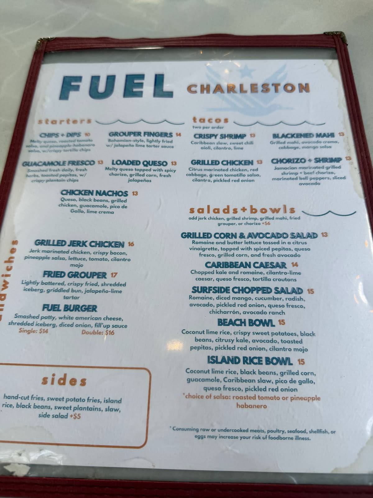 Fuel Charleston меню