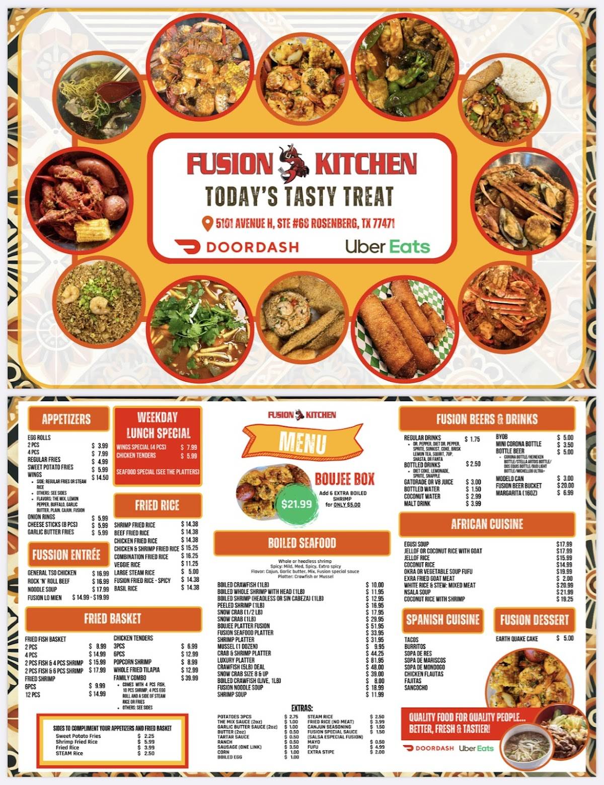 Fusion Kitchen Restaurant меню