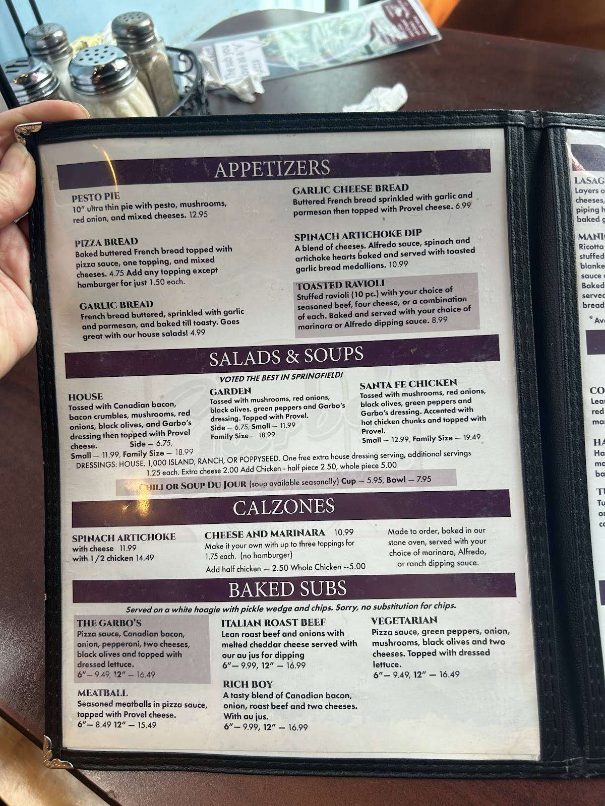 Garbo's Pizzeria меню