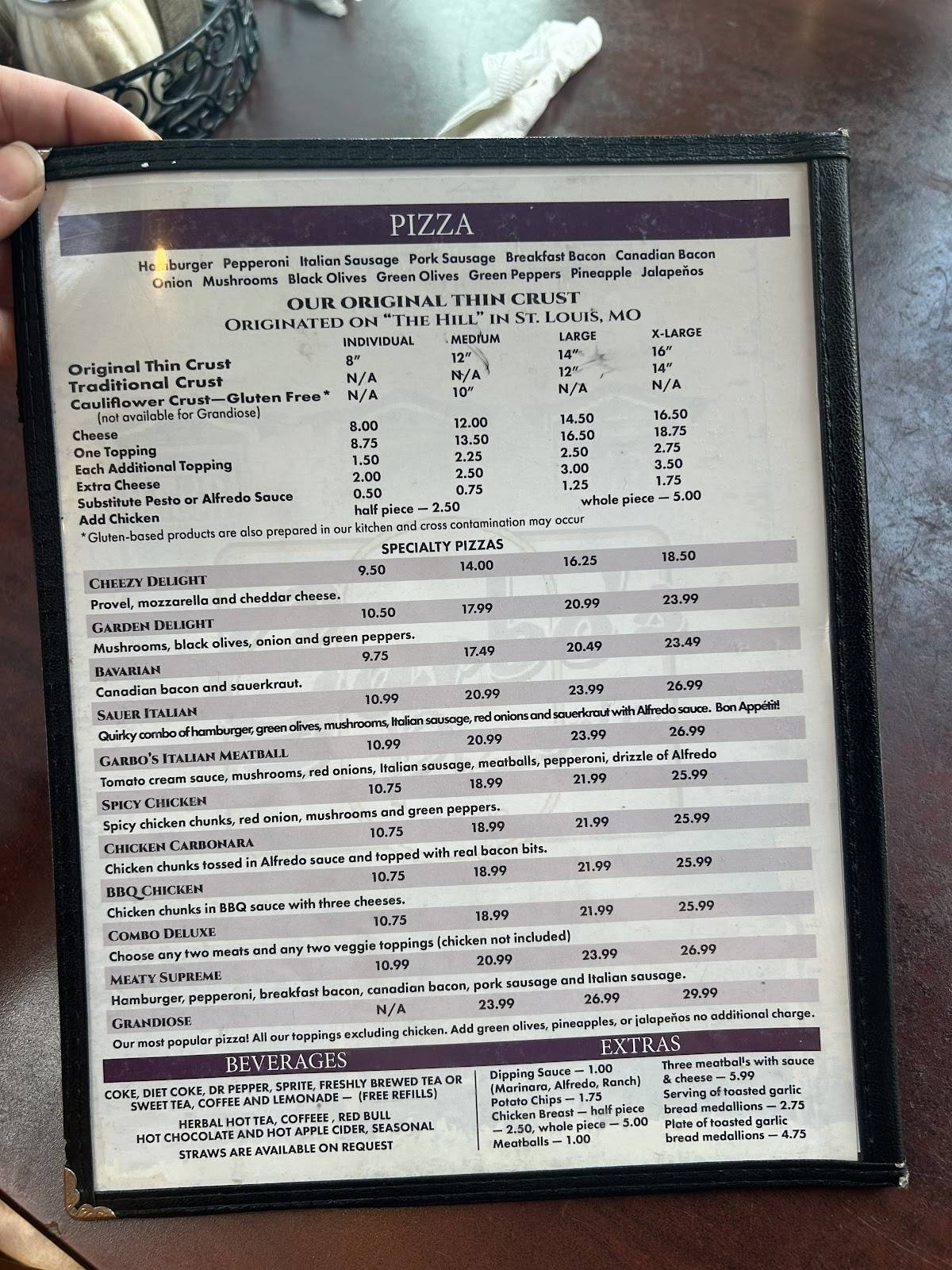 Garbo's Pizzeria меню