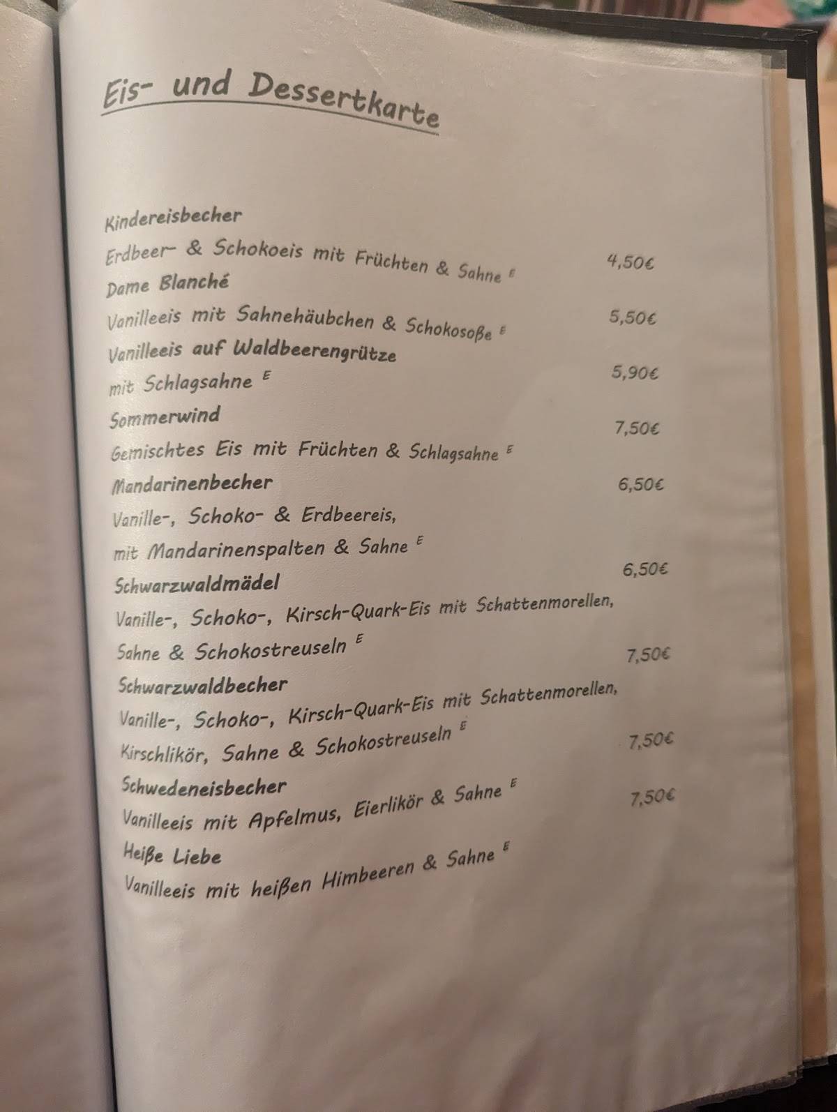 Gaststätte Sportheim меню