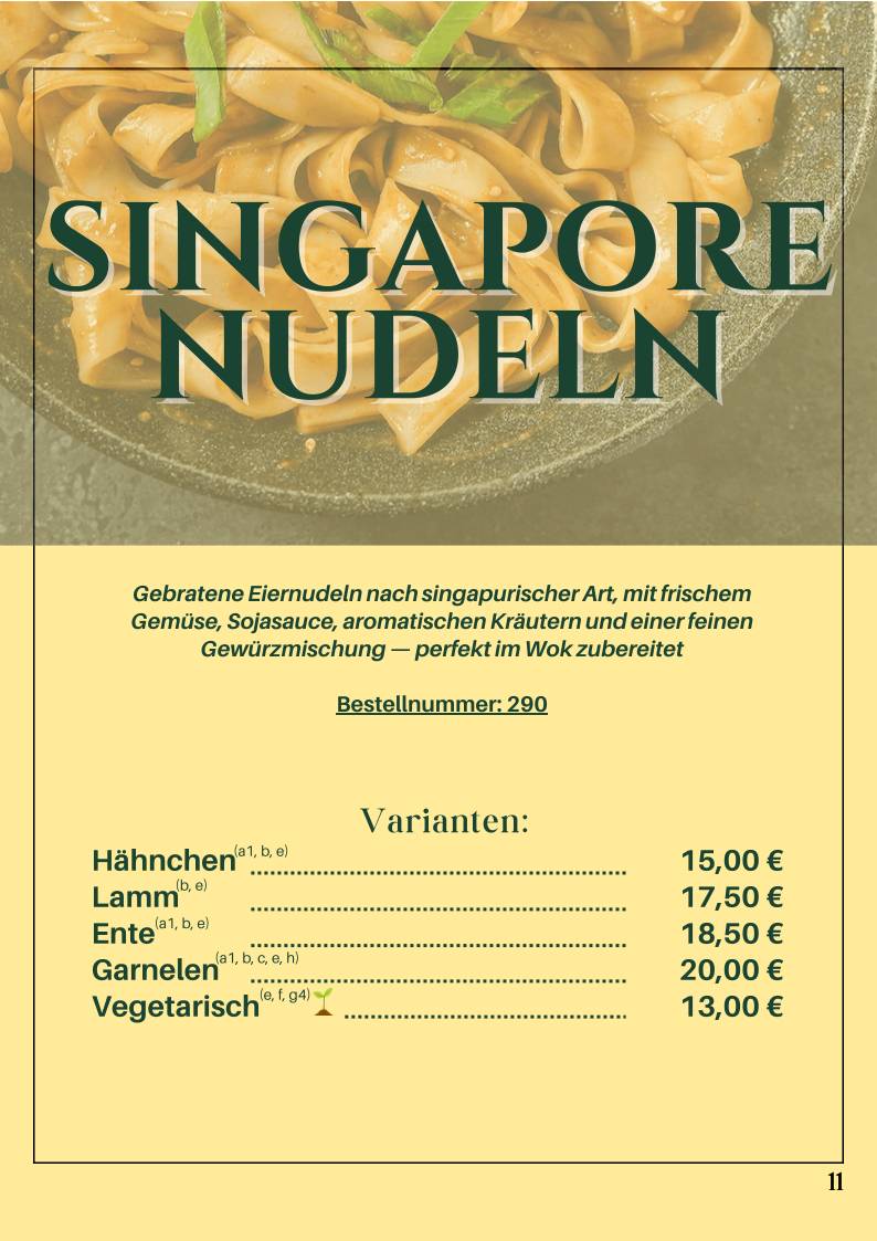 Goa (Indisches und Singapurisches Restaurant) меню