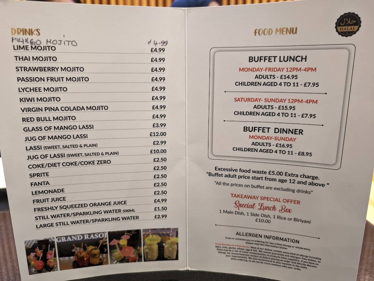 Grand Rasoi Restaurant меню