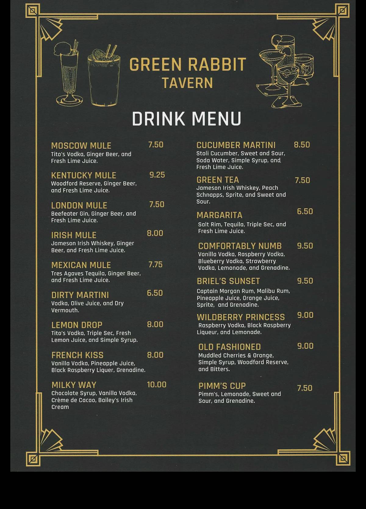 Green Rabbit Tavern меню