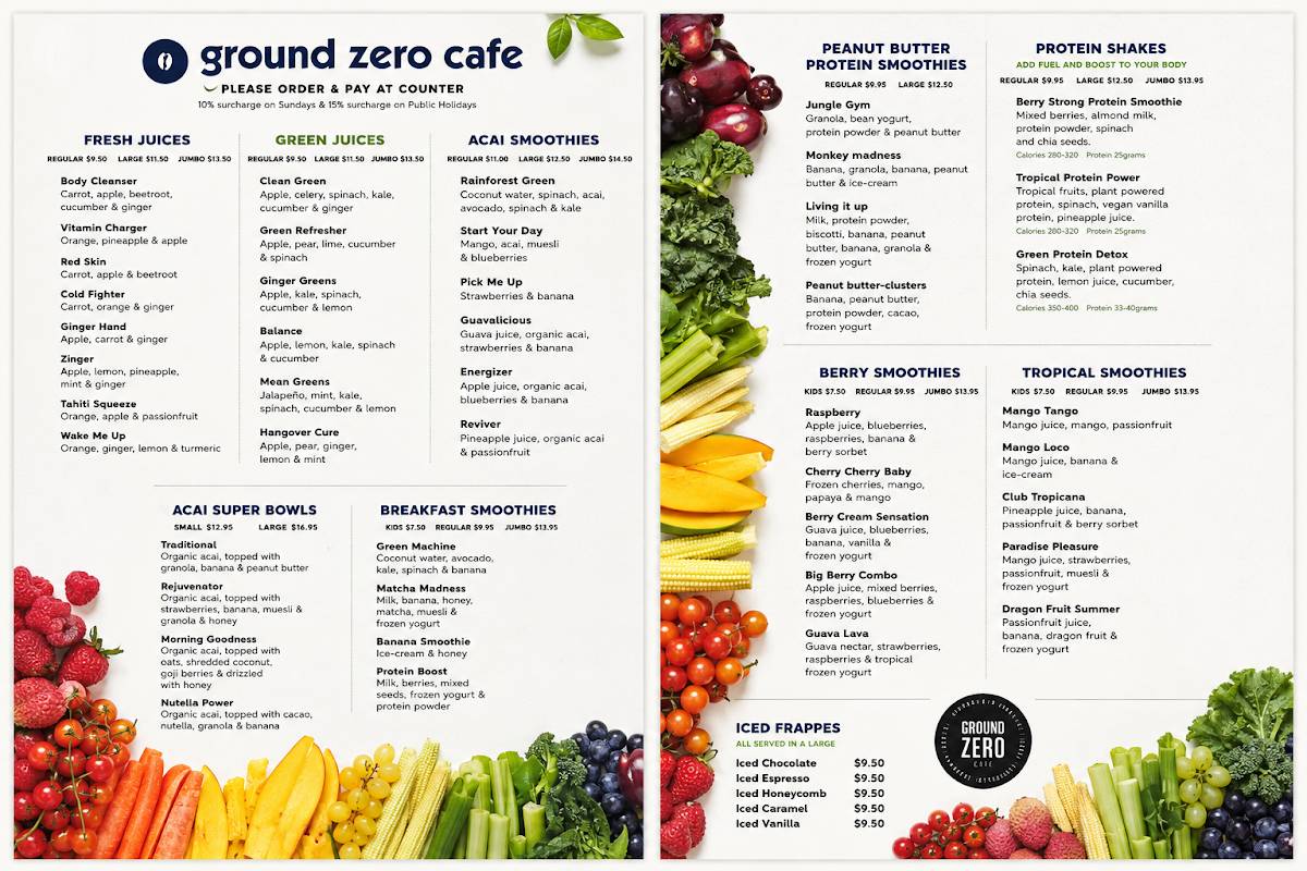 Ground Zero Cafe меню