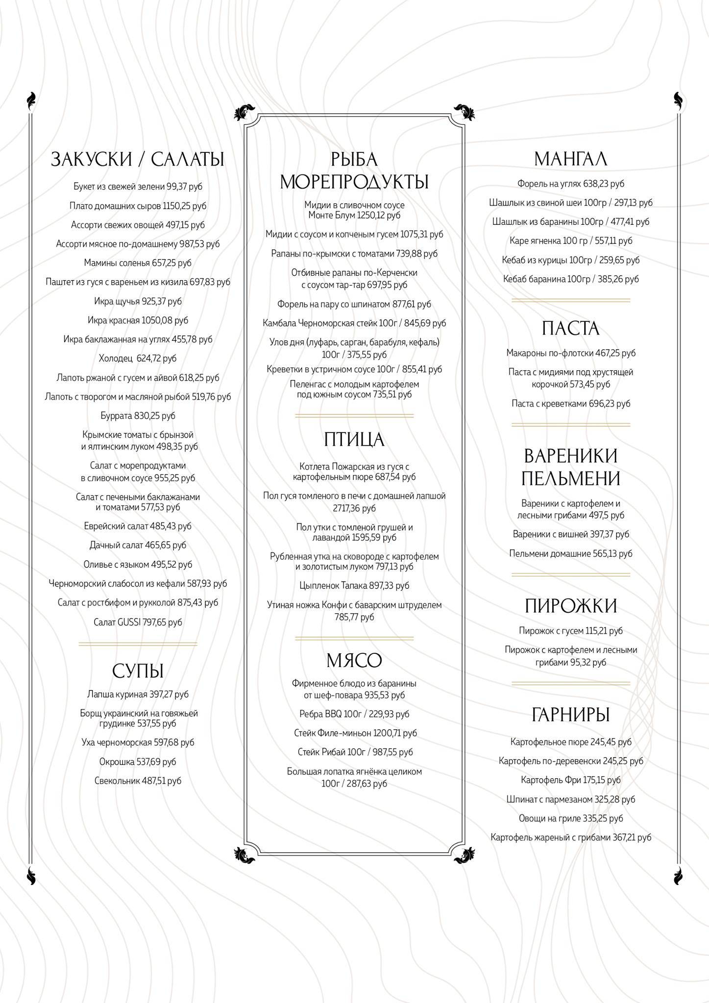 Gussi меню