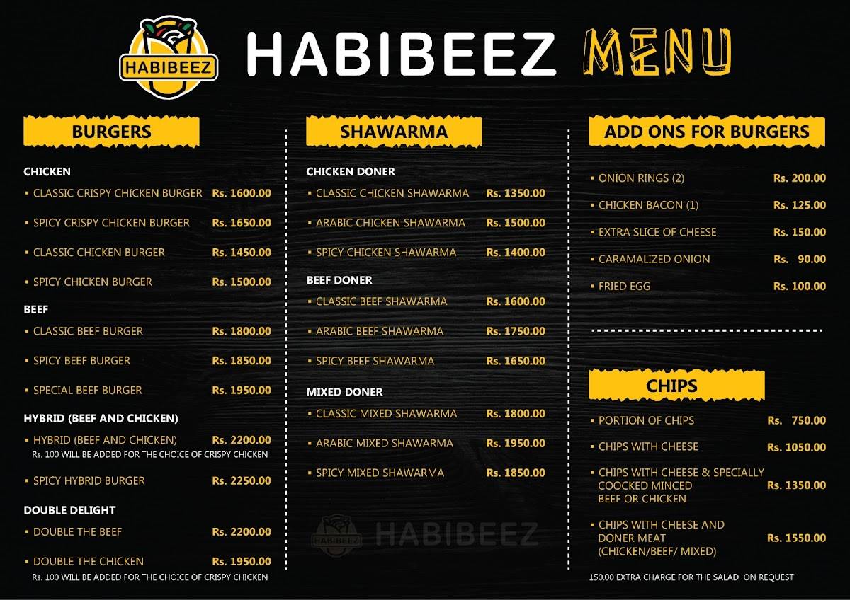 Habibeez меню
