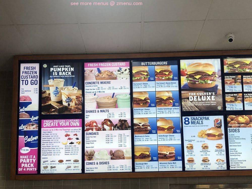 Culver’s меню