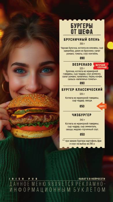 Harat's Pub меню