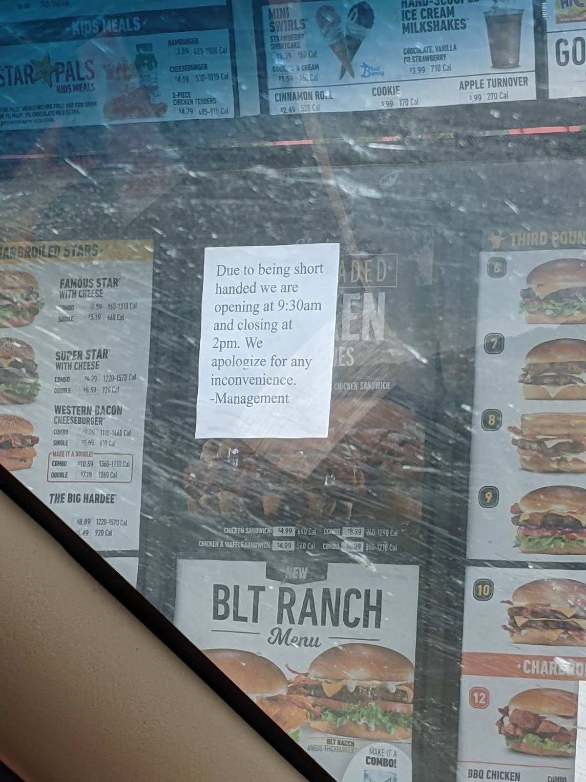 Hardee's меню