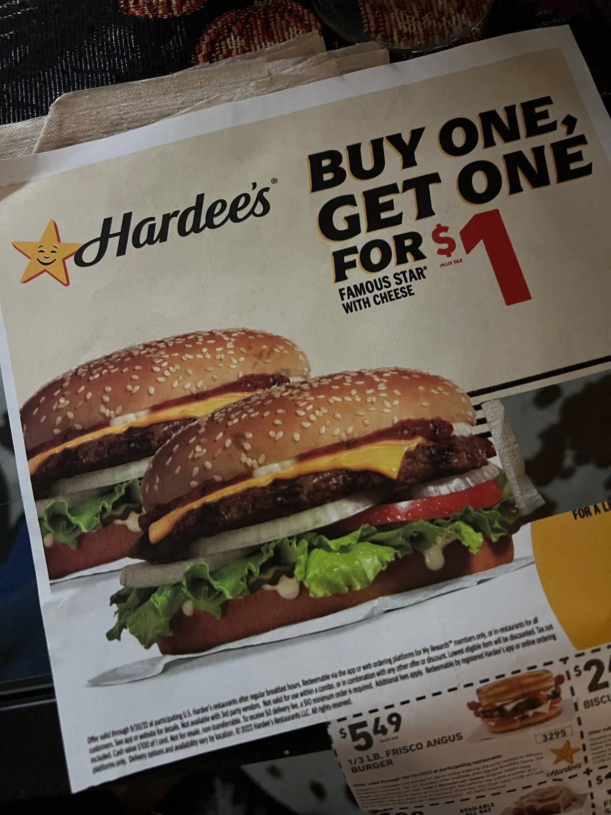 Hardee's меню
