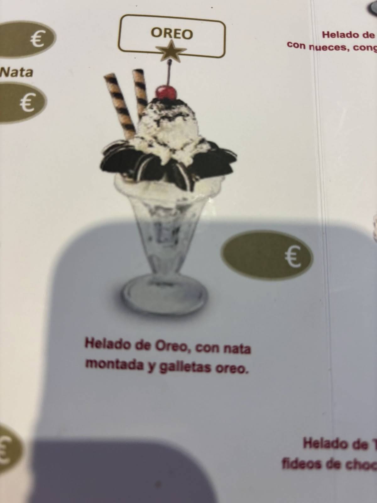 Heladería cafetería Marvi меню