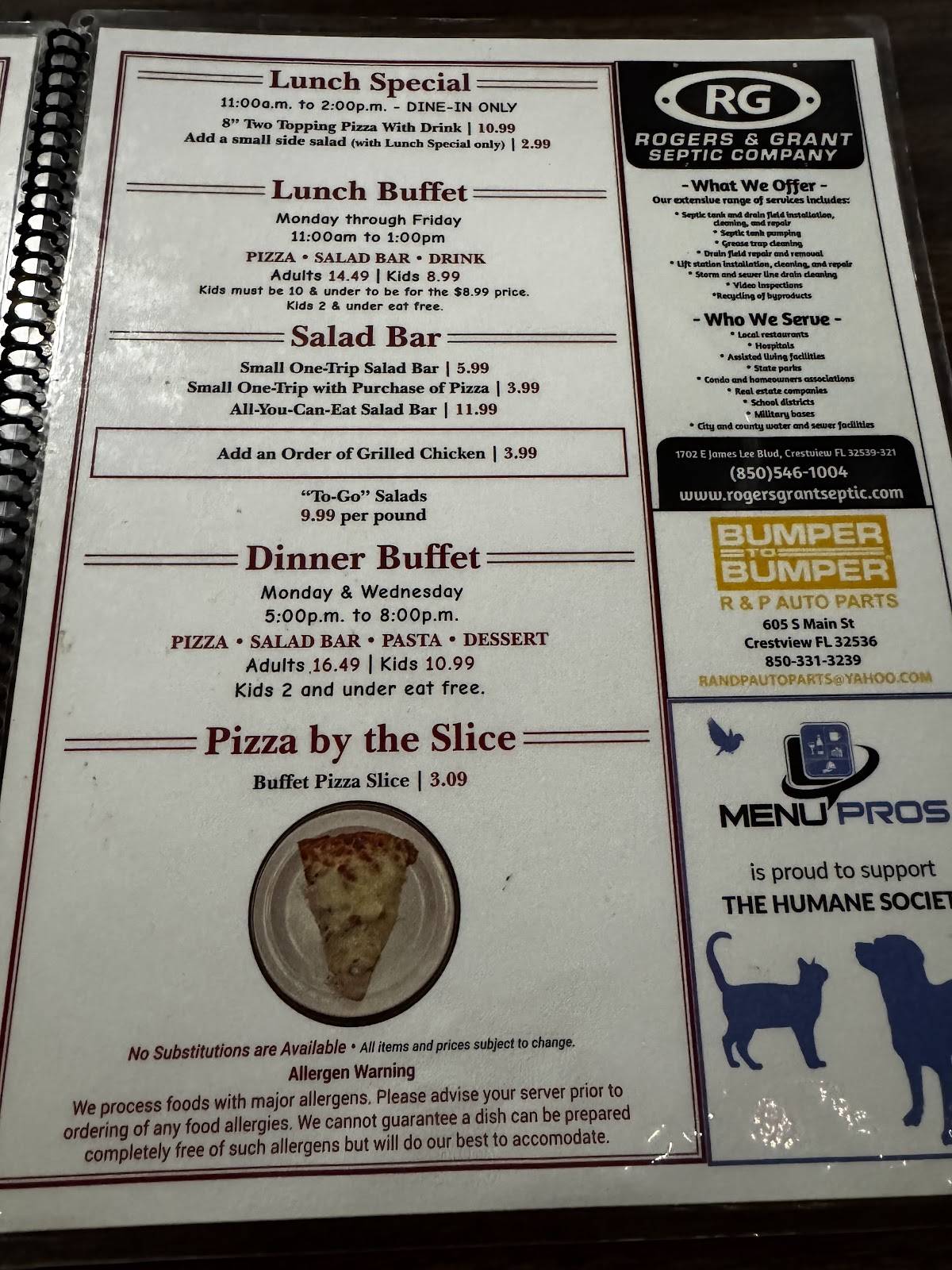 Hideaway Pizza меню