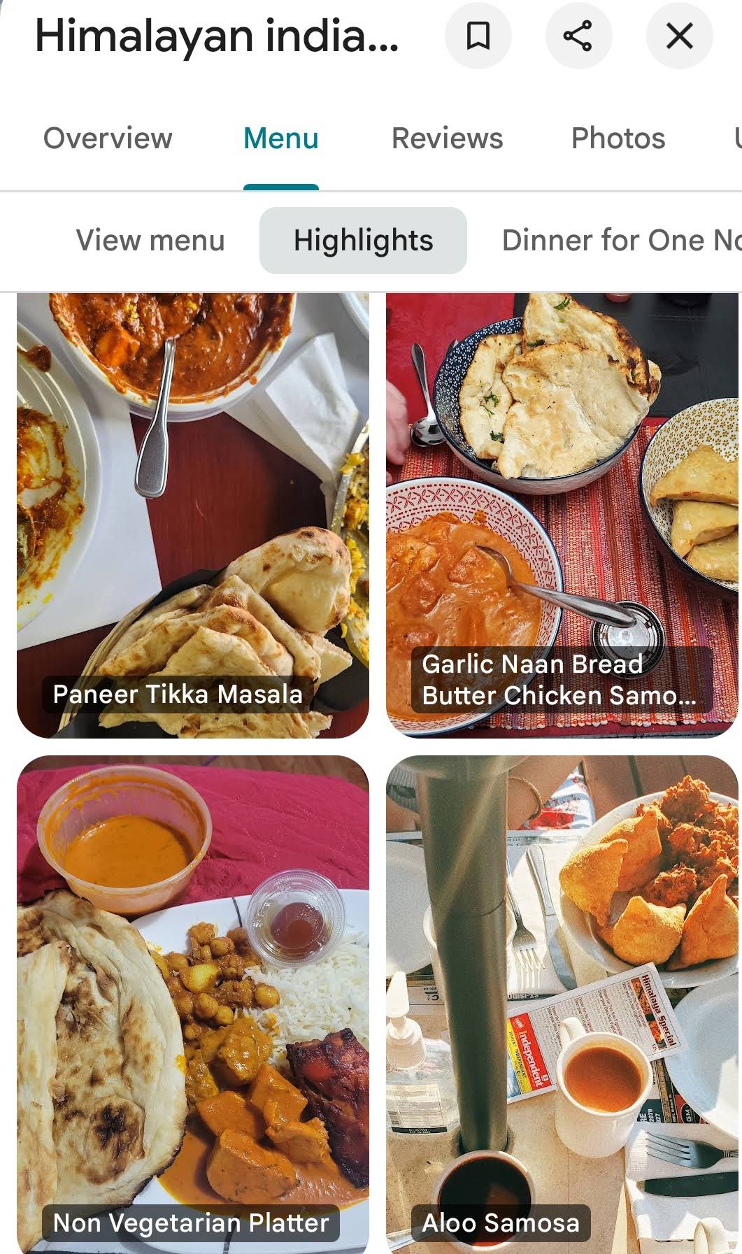 Himalayan indian cuisine меню