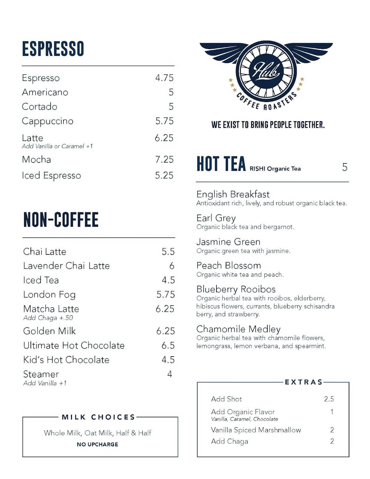 Hub Coffee Roasters меню