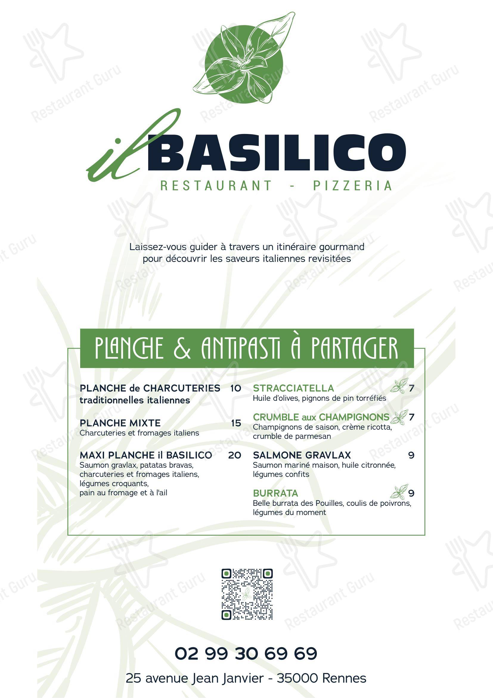 Меню ресторана Il Basilico - Меню напитков