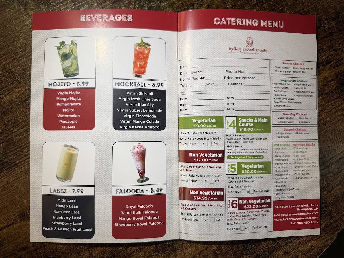 Indian Sweet Master - Authentic Indian Restaurant & Sweets (Brampton) меню