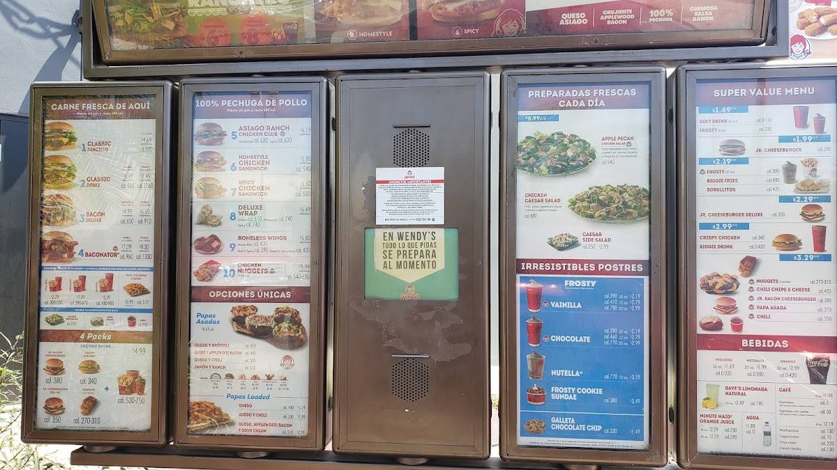 Wendy's меню
