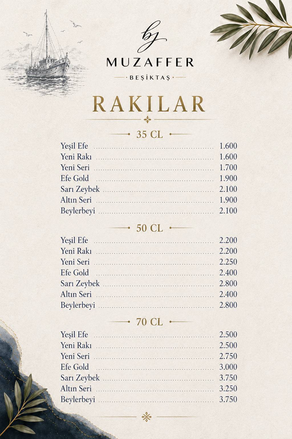 Bymuzaffer Beşiktaş меню