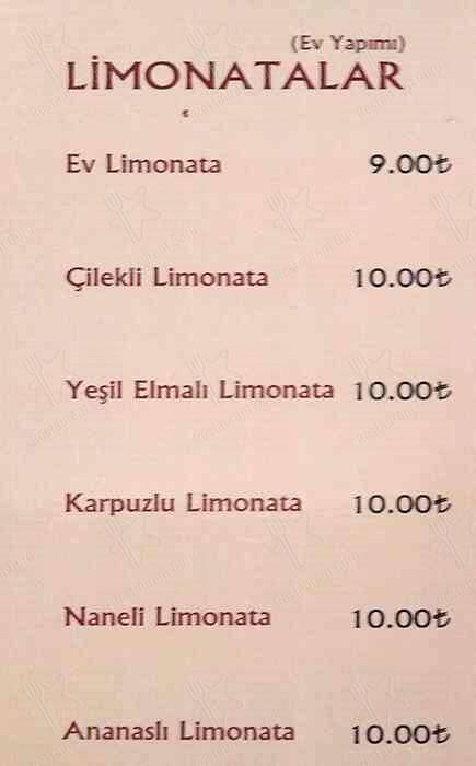 Roma Dondurmacısı меню