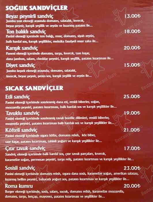 Roma Dondurmacısı меню