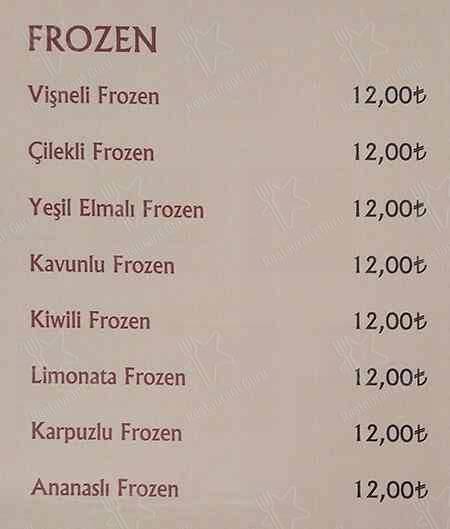 Roma Dondurmacısı меню