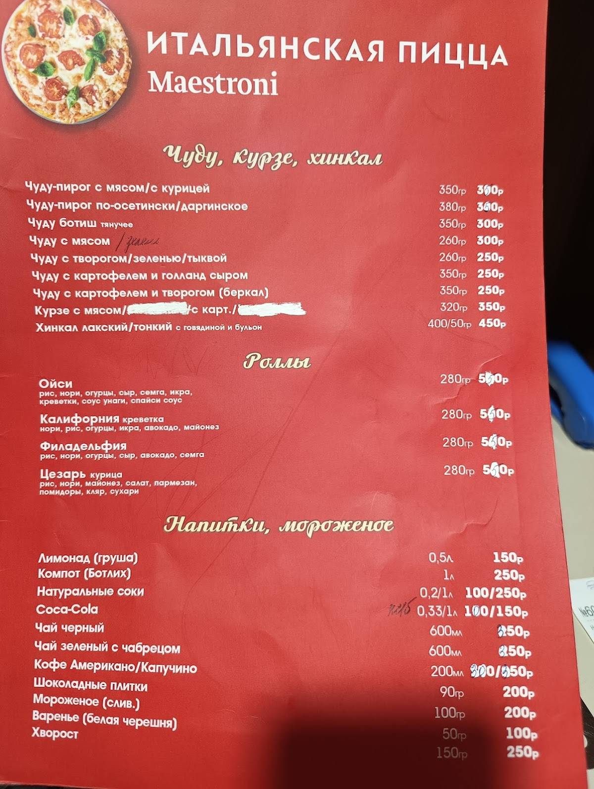 Итальянская пицца меню