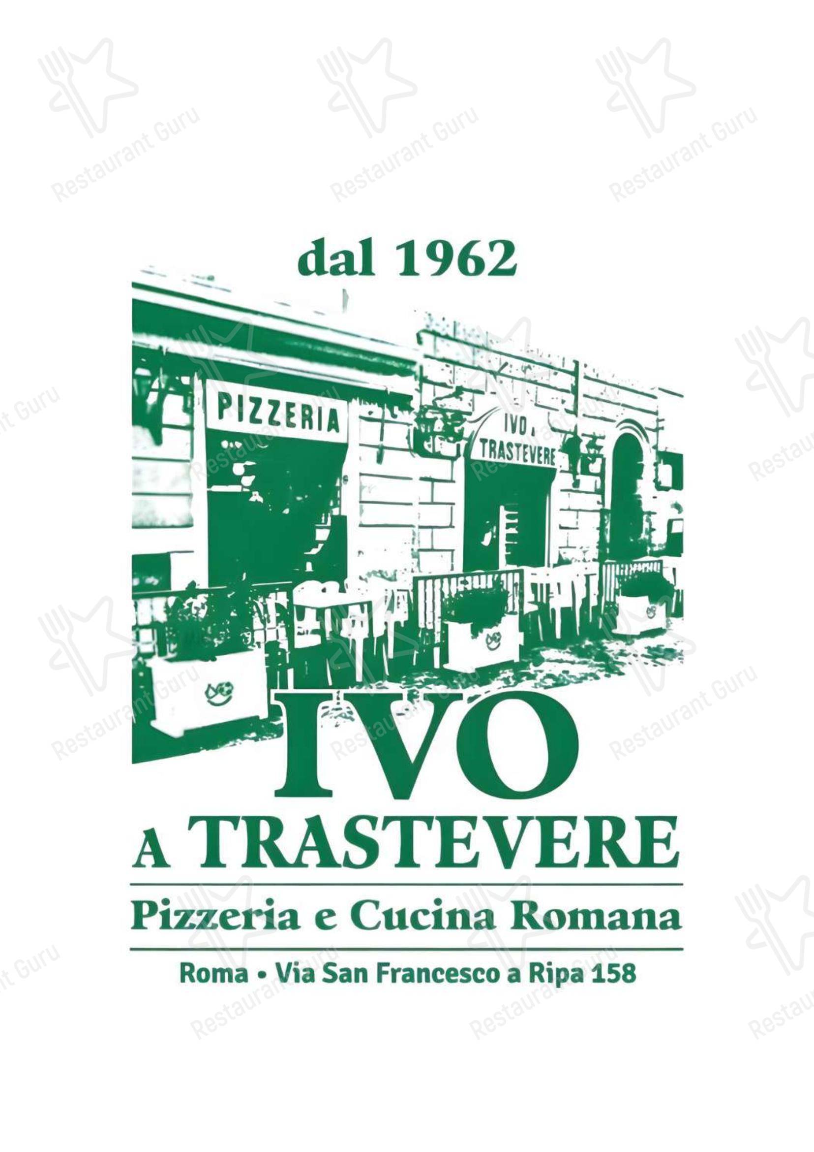 Ivo a Trastevere в Риме - Меню