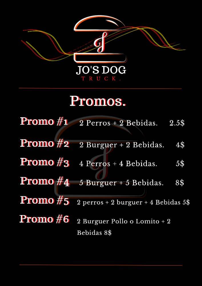 JO'SDOG COMIDA RÁPIDA меню