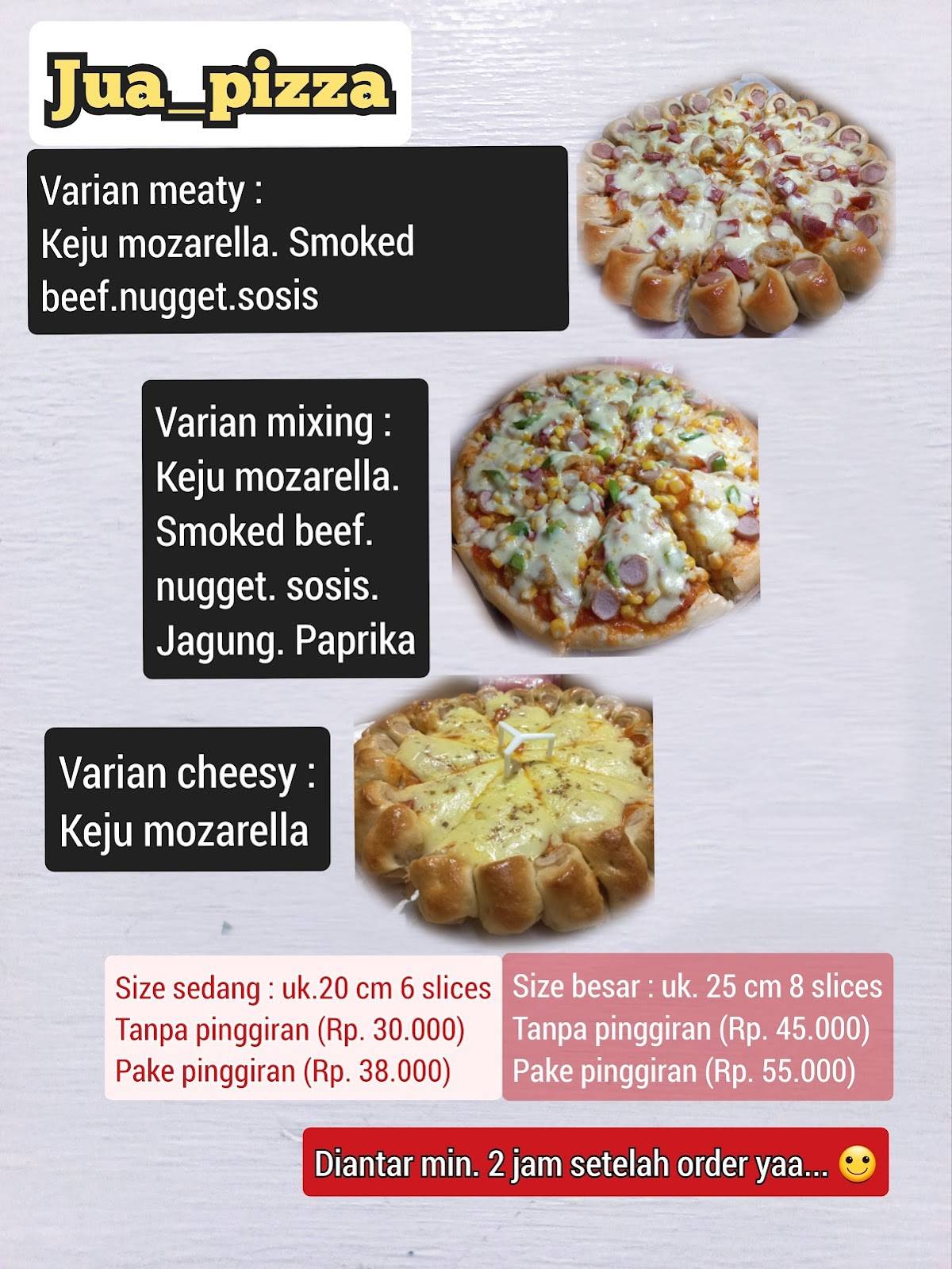 JUA PIZZA меню