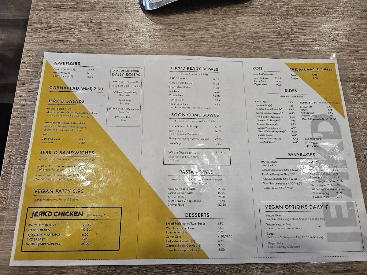 Jerk'D Modern Caribbean Kitchen меню