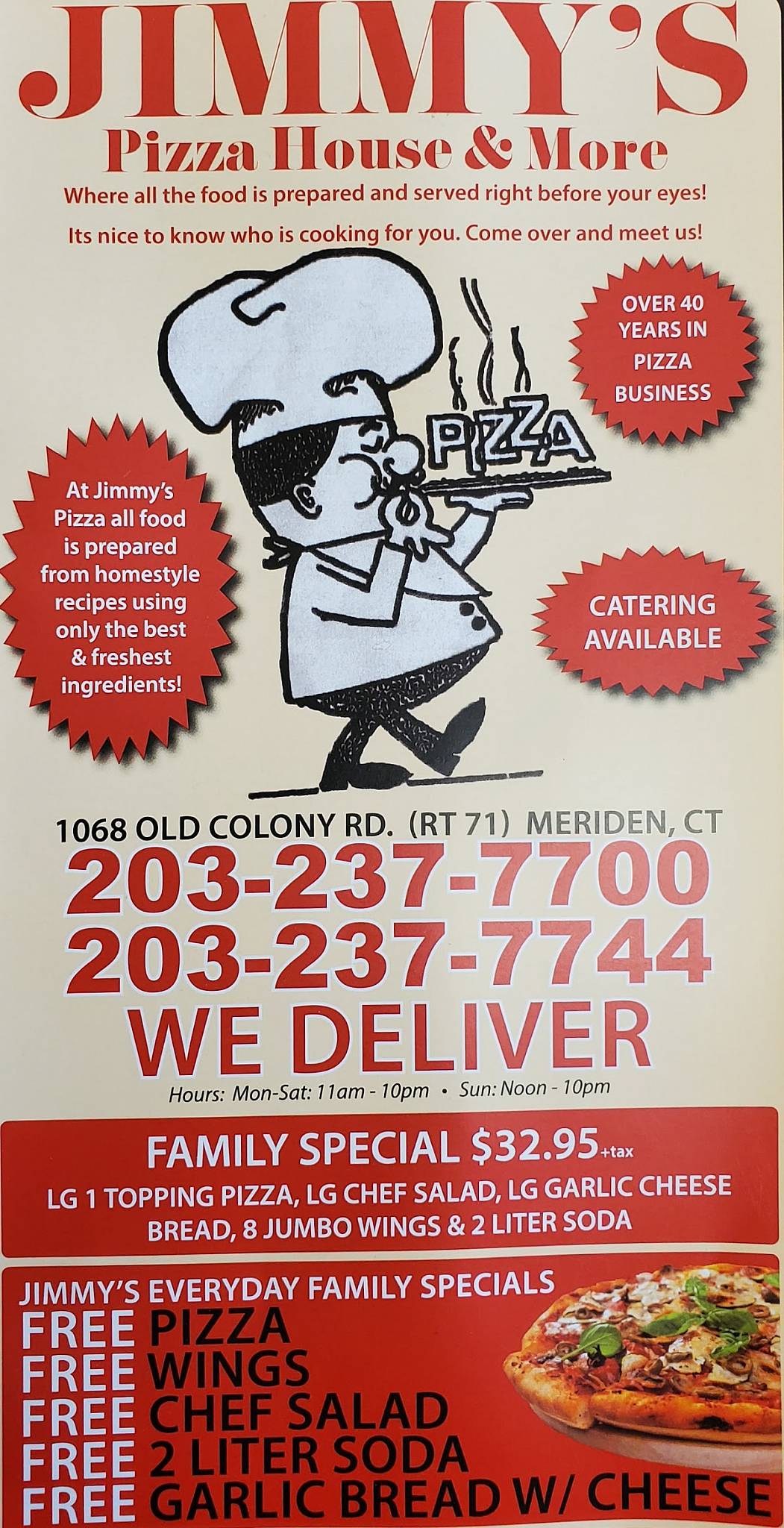 Jimmy's Pizza меню