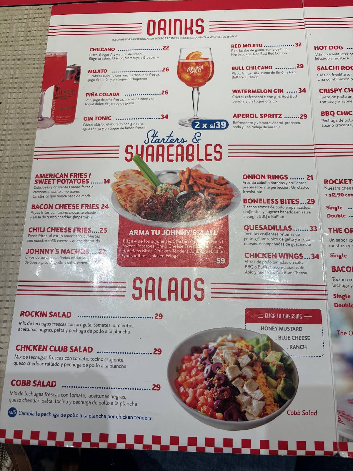 Johnny Rockets меню