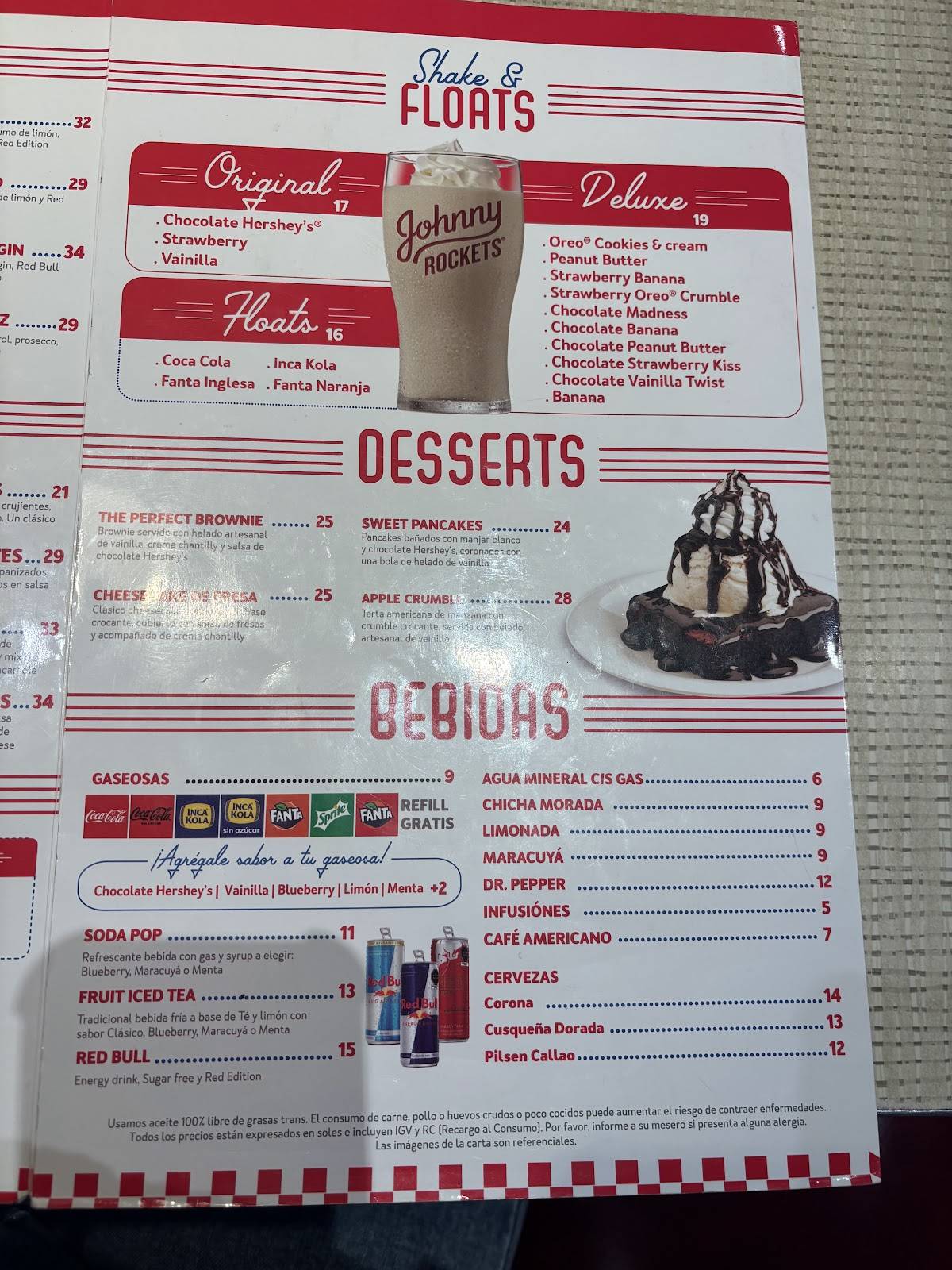 Johnny Rockets меню