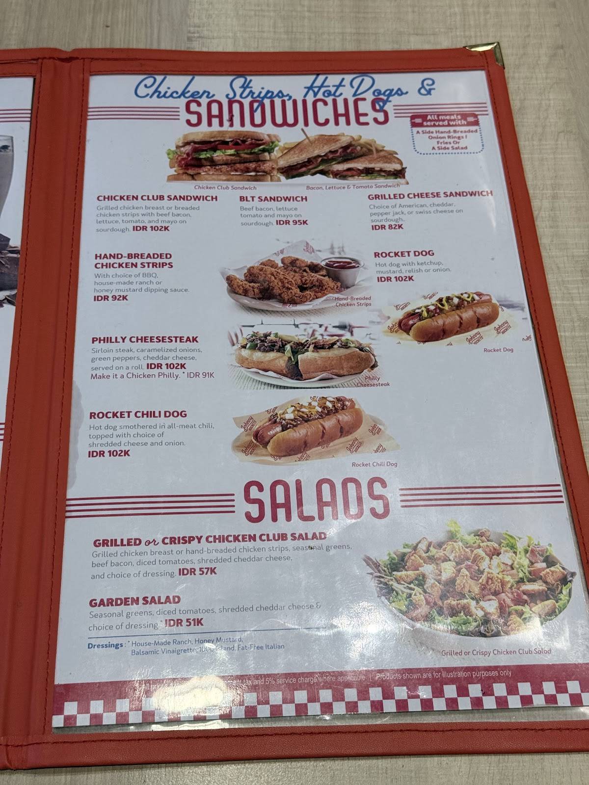 Johnny Rockets меню