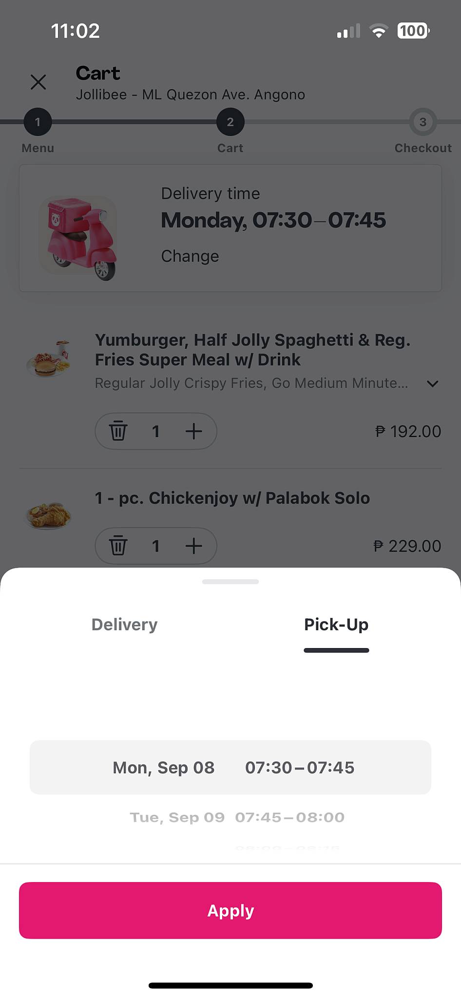 Jollibee M.L. Quezon Ave- Col. Guido меню