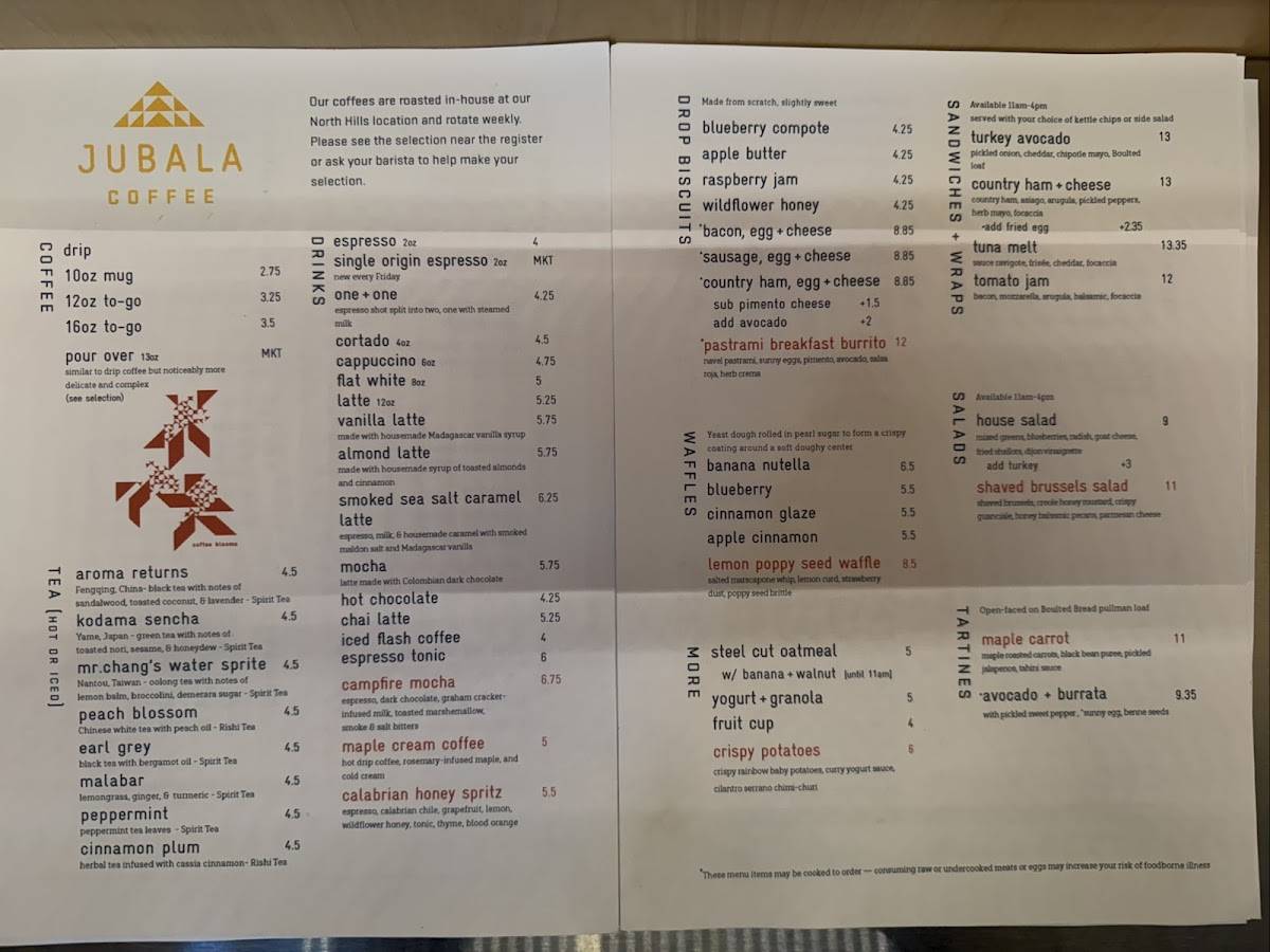 Jubala Coffee меню